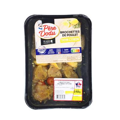 Douce France Brochette de Poulet Thym et Citron, 3x150g