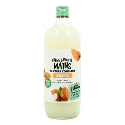 Super Flacon Savon Liquide pour les Mains Amande douce, Recharge en verre 1L