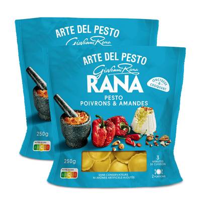 Giovanni Rana Raviolis Frais Pesto Poivron & Amandes, Lot de 2x250g