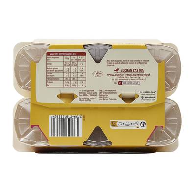 Auchan Yaourt pâtissier aux fruits panachés avec morceaux de biscuits, 12x125g