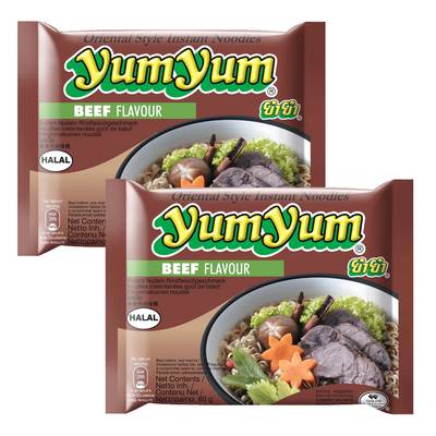 Yum Yum Soupe Nouilles Instantanées Saveur Boeuf, Lot de 2x60g