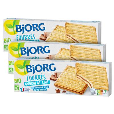 Bjorg Fourrés chocolat au lait bio, Lot de 3x225g