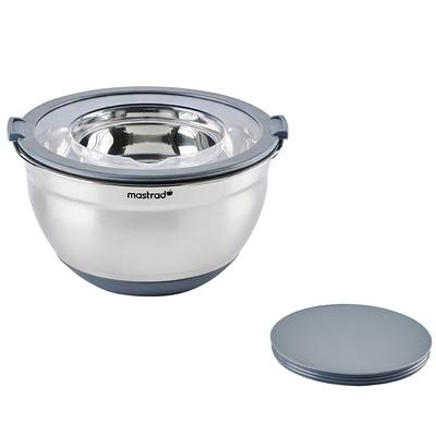 3485990294634 - Mastrad - Bol en inox avec couvercle anti-projections Gris