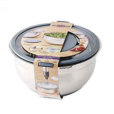 3485990294634 - Mastrad - Bol en inox avec couvercle anti-projections Gris