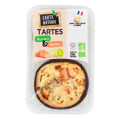 Carte Nature Tarte Poireau et Saumon Bio, 2x115g