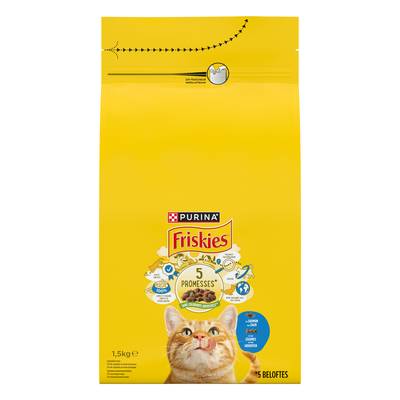 Purina - Friskies Croquettes Saumon Légumes pour Chat Adulte, 1,5kg