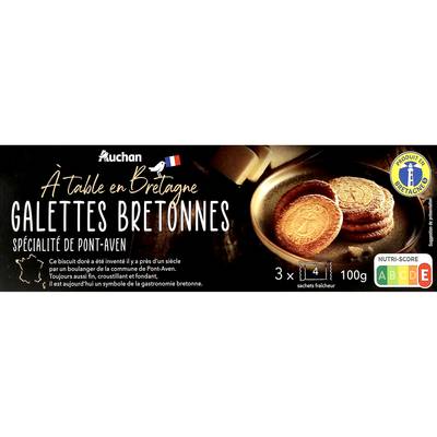 Auchan Terroir Galettes bretonnes recette de Pont-Aven, sachets fraîcheur, 100g
