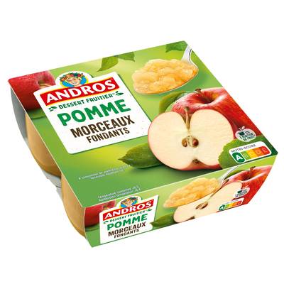 Andros Dessert fruitier avec morceaux pomme, 4x100g