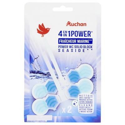 Auchan Bloc WC 4en1 power fraîcheur marine, 2 blocs wc