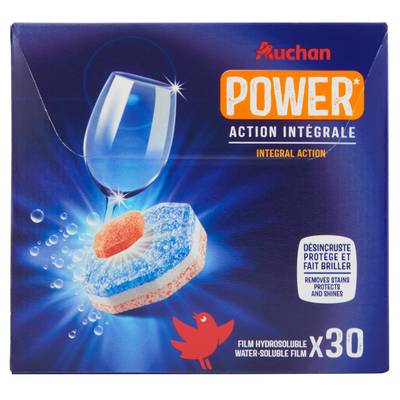 Auchan Power tablettes lave vaisselle action intégrale, 30 tablettes