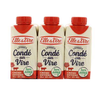 Elle&Vire Crème 30% Mg Fluide UHT, 3x20cl