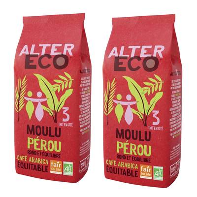 Alter Eco - Commerce Equitable Café moulu Arabica Bio du Pérou, Lot de 2x260g
