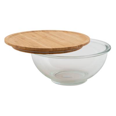 Point virgule Bol en verre avec couvercle en bambou, 1,4L