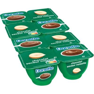 Danette Crème dessert chocolat noisette, 2 packs de 4x125g