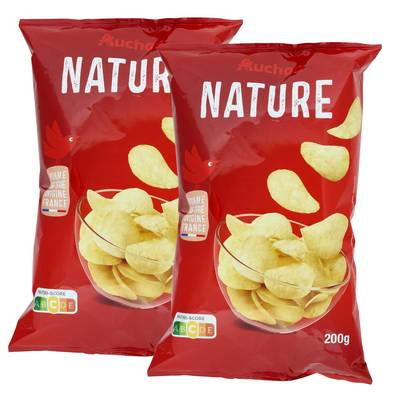 Auchan Chips nature, Lot de 2x200g