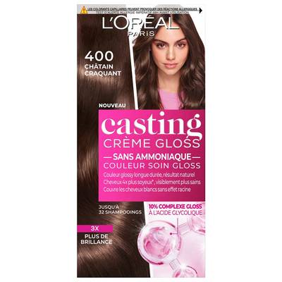 L'Oréal Coloration Casting Crème Gloss, N°400 Châtain Craquant