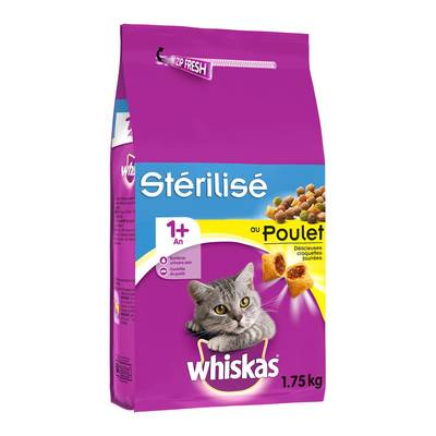 Whiskas Croquettes Poulet pour chat adulte stérilisé, 1,75kg