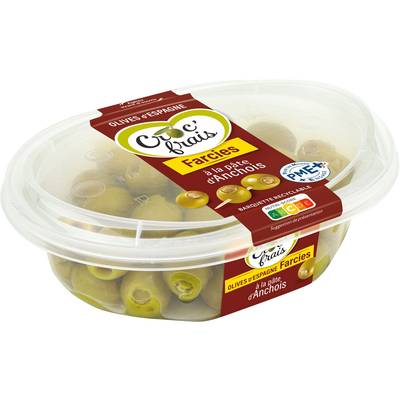 Croc'Frais Olives Vertes Farcies à la Pâte d'Anchois, 200g