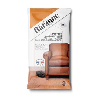 Baranne Lingettes nettoyante pour cuir, 20 lingettes