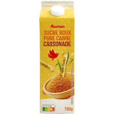 Auchan Sucre roux pure canne cassonade, 750g