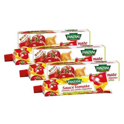 Panzani Sauce Tomate Cuisinée aux Petits Légumes en Tube, Lot de 3x180g