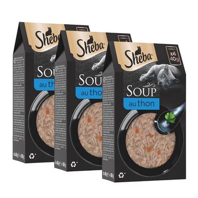 Sheba - Soup Sachets Soupe Filets de Thon pour chat, Lot de 3x4x40g