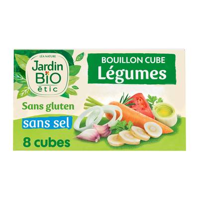 Jardin Bio Etic Bouillon Cube de Légumes Bio sans gluten sans sel, 8x10g