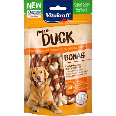Vitakraft Pure Bonas Os Calcium Canard - Friandise Récompense pour Chien, 80g