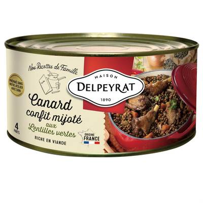 Delpeyrat Canard Confit Mijoté aux Lentilles Vertes, 1,5kg