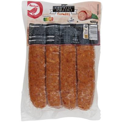 Auchan Saucisses Fumées à Cuire, 4 saucisses - 400g