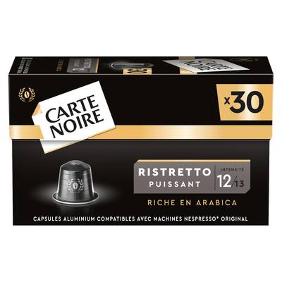 Carte Noire Café capsule ristretto puissant intensité 12, 30 capsules