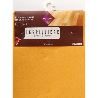 Auchan Serpillières synthétiques spéciales parquet 50x60cm, 2 serpillères