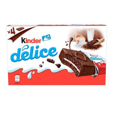 Kinder Délice Petit gâteau enrobé au cacao et fourré au lait, 4x39g