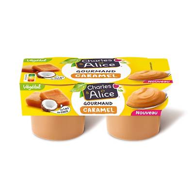 Charles et Alice Dessert végétal lait de coco caramel, 2x110g