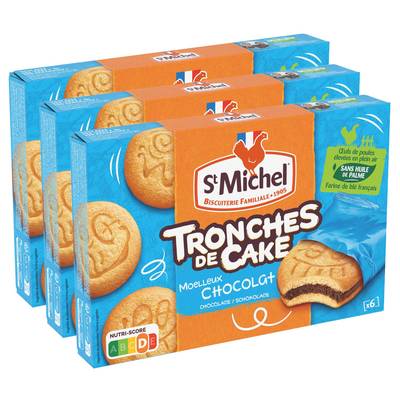 St Michel Tronche de Cake moelleux Chocolat, 3x175g