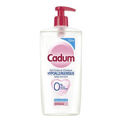 Cadum Gel Corps et Cheveux Hypoallergénique Sans Sulfate, 750ml