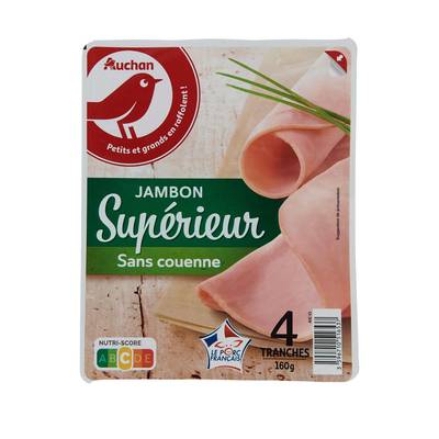 Auchan Jambon Supérieur Sans Couenne, 4 tranches - 160g