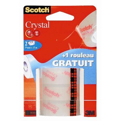 4046719376537 - Scotch - 3 Rubans adhésifs crystal transparent 15 m x 19 mm