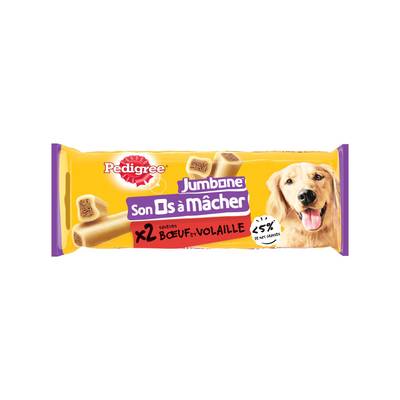 Pedigree Son Os à Mâcher Jumbone Boeuf Volaille - Friandise Récompense pour chien moyen et grand x2, 180g