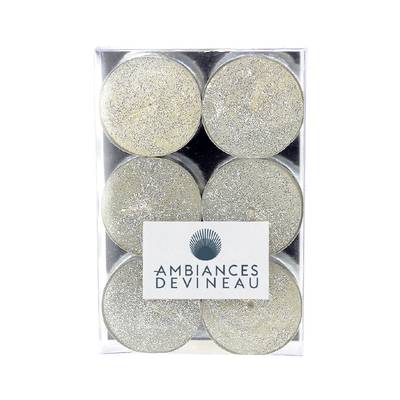 3482356790038 - Ambiances Devineau - Bougies chauffe plat pailletées - Argent