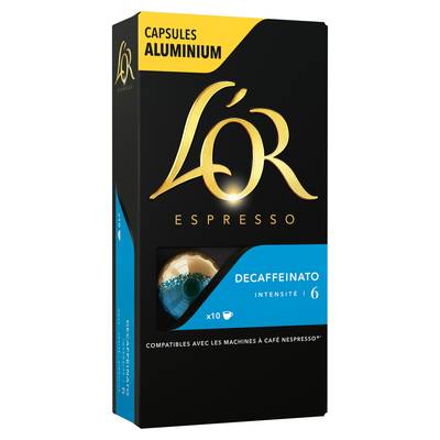 L'or Espresso Café Décaffeinato intensité 6, 10 capsules