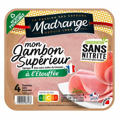 Madrange Jambon Le Gourmet sans couenne, 160g, 4 tranches - 160g