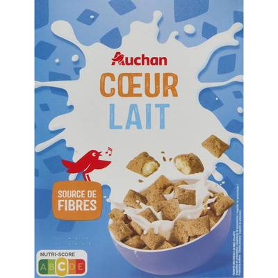Auchan Céréales coeur fourrées au lait, 400g