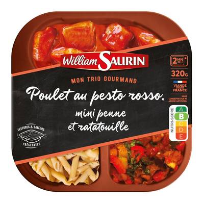 William Saurin - Mon Trio Gourmand Poulet au Pesto Rosso, Mini Penne et Ratatouille, 320g