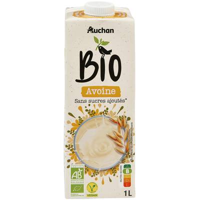 Auchan BIO Avoine sans sucres ajoutés bio boisson végétale, 1L