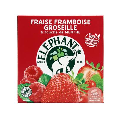 Elephant Infusion fraise framboise groseille et touche de menthe, 20 sachets