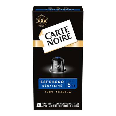 Carte Noire Capsules de café Décaféiné n°5 compatibles Nespresso, 10 capsules