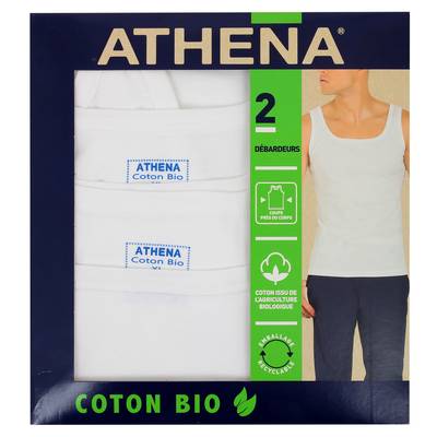 Athena 2 Débardeurs en coton Bio Blanc, Taille 3