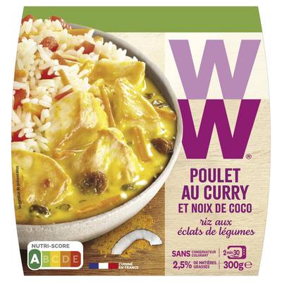 WW Poulet au Curry, Noix de Coco Riz aux Eclats de Légumes, 300g