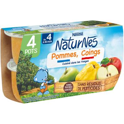 Nestlé - Naturnes Pomme coing Bol Bébé Dès 4 mois, 4x130g